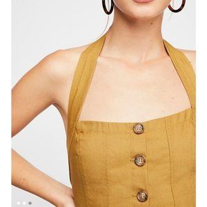 Free People Button Front Linen Halter SMALL